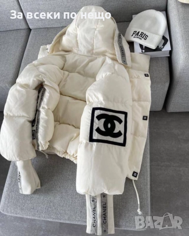 Chanel Дамско Бяло Зимно Яке Шанел Код A932, снимка 4 - Якета - 51883549
