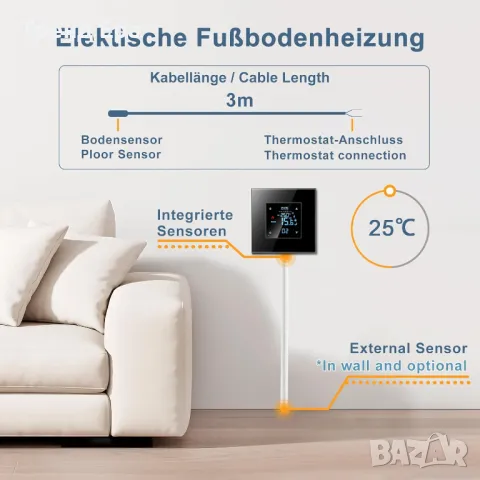 WiFi термостат за подово отопление 16А, снимка 8 - Ключове, контакти, щепсели - 47963459