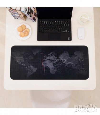 Голяма мека подложка за мишка и клавиатура с гумиран гръб против хлъзгане и принт на картата на свет, снимка 4 - Други стоки за дома - 26790033