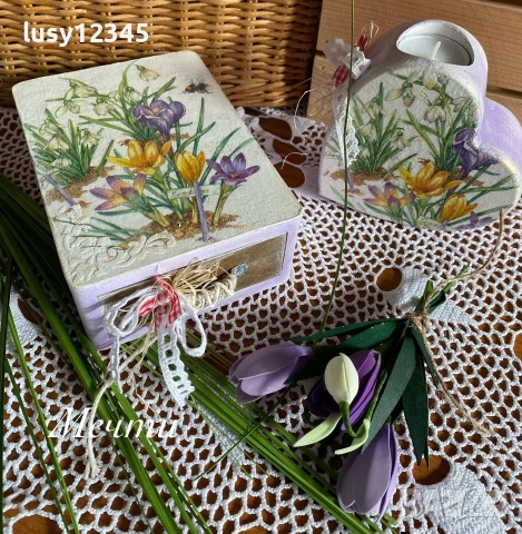 Свещник сърце- Ранна пролет!, снимка 4 - Декорация за дома - 53023946