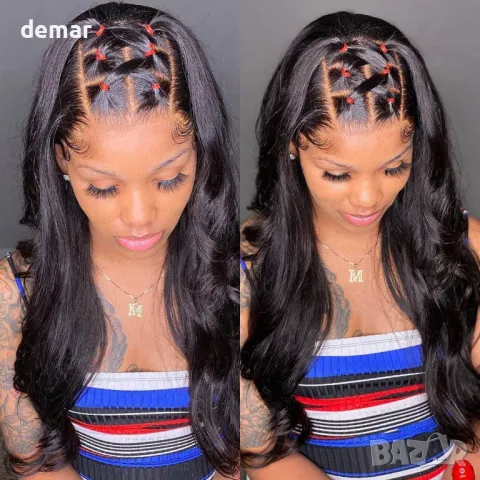 SOMIARIK 5x5 HD Естествена черна човешка коса, закопчаване с невидим филм с дантела, 35 см, снимка 6 - Аксесоари за коса - 47439598