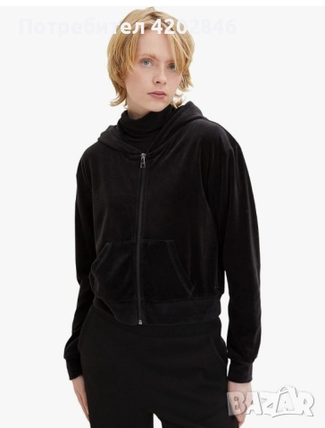 Намалена цена 25 лв. Tailor Denim Women's Velour Hoodie Sweat Jacket , снимка 2 - Суичъри - 52526426