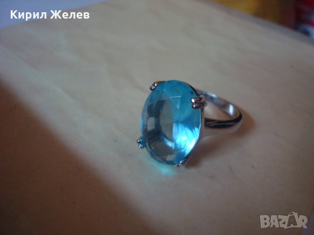 ГОЛЯМ ФАСЕТИРАН СИН ЦИРКОНИЙ КРАСИВ ФЕШЪН ПРЪСТЕН с ПЕЧАТ 925 ПОСРЕБРЕН 22292, снимка 13 - Пръстени - 33050111