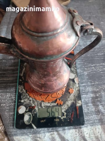 Меден арабски или османски ибрик с масивна месингова дръжка и топ, снимка 9 - Антикварни и старинни предмети - 43937293