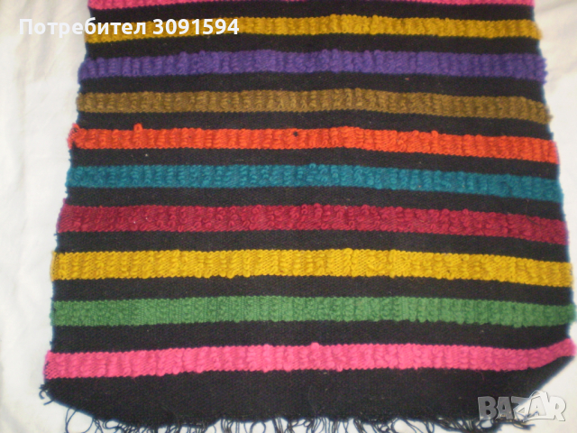 Антикварен Ръчно тъкан Многоцветен Килим Ковьор Фолк артрт, снимка 4 - Антикварни и старинни предмети - 36558960