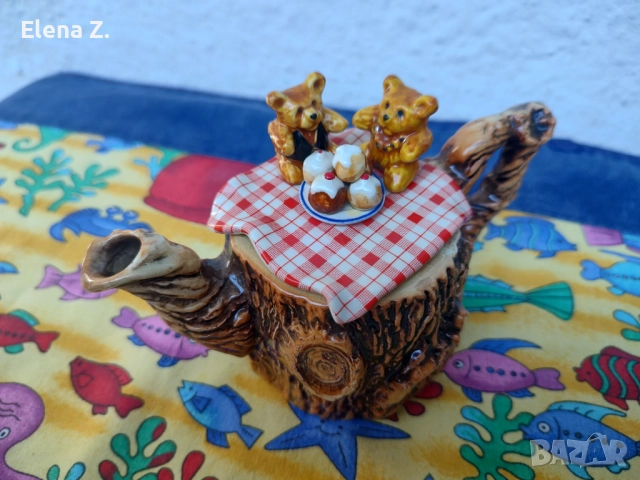 Симпатичен винтидж чайник с мечета Paul Cardew, снимка 9 - Колекции - 52344618