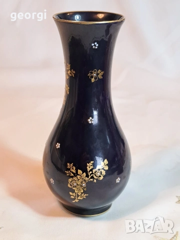 немска порцеланова ваза кобалт с позлата М1
