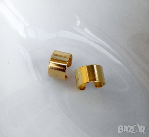 Унисекс обеца маншет -- 24-каратово златно покритие, снимка 2 - Обеци - 40005984