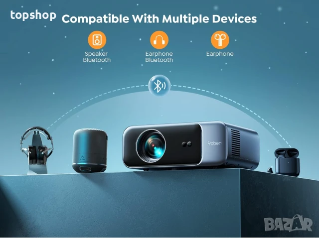 НОВ, ПРОВЕРЕН 300" с 30000 лумена, WiFi 6 Bluetooth 5.2 проектор YABER Pro V9 Smart проектор..., снимка 5 - Плейъри, домашно кино, прожектори - 50787950