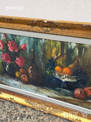 стара картина натюрморт маслени бои върху платно , снимка 3 - Картини - 51941692