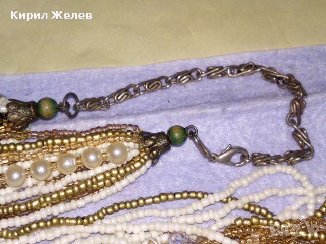 ВЕЛИКОЛЕПНА МЪНИСТЕНА ОГЪРЛИЦА ХИЛЯДИ РЪЧНО НИЗАНИ ЗВЕНА МЪНИСТА РЕТРО НАКИТ БИЖУ 34663, снимка 5 - Колиета, медальони, синджири - 39190546