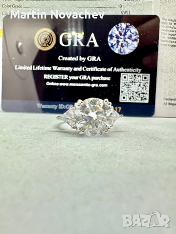 Сребърен пръстен с мойсанит (Диамант) 5 карата