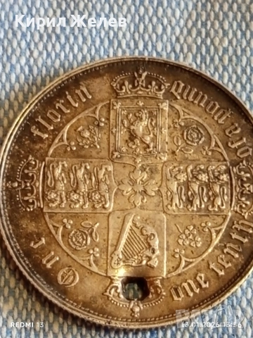 Сребърна монета 1 флорин Кралица Виктория Великобритания 52572, снимка 8 - Нумизматика и бонистика - 53084878