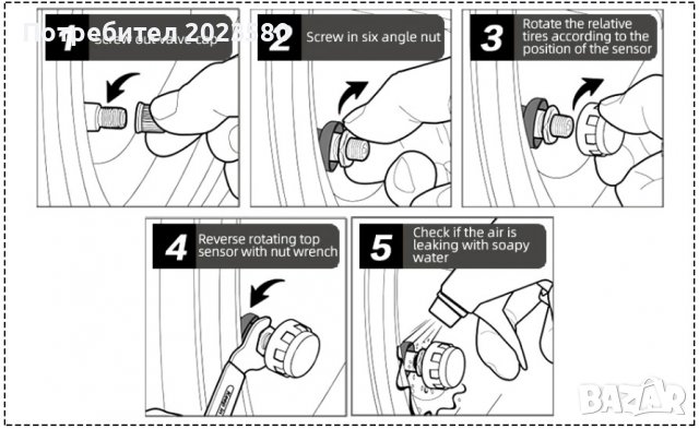 Датчик за налягане на гуми с монитор, снимка 3 - Аксесоари и консумативи - 36676070