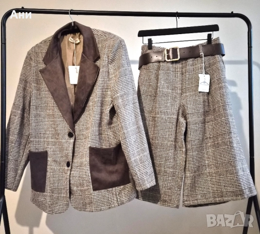 Разпродажба Дамски блейзър каре и пепит М/Л, снимка 3 - Комплекти - 52092132