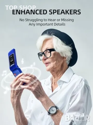 Нов Мобилен телефон с големи бутони за възрастни Отключен SOS бутон, снимка 7 - Телефони с две сим карти - 49249873