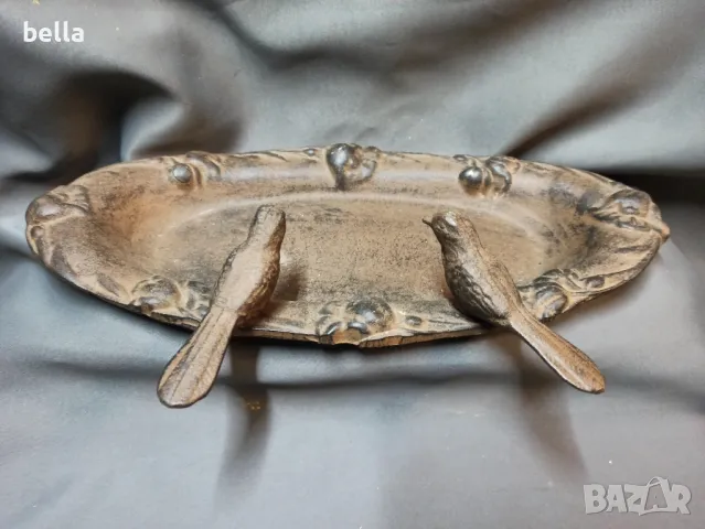 Масивен рядък чугунен съд с птици, снимка 8 - Антикварни и старинни предмети - 48559267