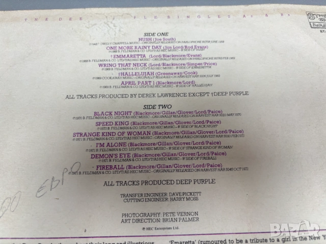 Грамофонна Плоча Deep Purple ‎– The Deep Purple Singles A's & B's, снимка 9 - Грамофонни плочи - 53280747