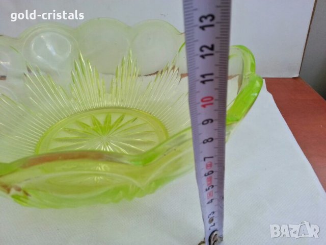 кристална купа фруктиера ураново стъкло , снимка 4 - Антикварни и старинни предмети - 26643972