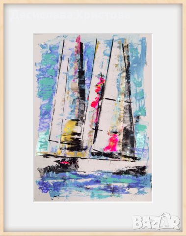 Лодки, акрил върху картон, 46х62см.