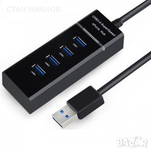 Високоскоростен USB хъб, Модел Combo 4, Разклонител, 4 порта, USB 3.0, снимка 2 - Кабели и адаптери - 36874346