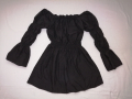 Дамска къса рокля с дълги буфан ръкави в черен цвят р-р S, снимка 11