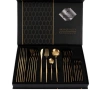 Комплект прибори за хранене в златист цвят от 24 части с луксозен дизайн и магнитна кутия, снимка 3