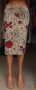 Бежова пола на тъмночервени цветя от еластично трико , снимка 1