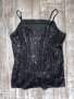 Черен нов еластичен парти коктейлен официален топ потник черни пайети, снимка 13