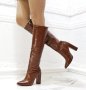 Ботуши на ток - кафява кожа - KTR10, снимка 2