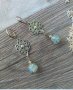 ⚜️Прекрасни Викториански обеци със скъпоценен камък Опал и филигранни цветя и обков в цвят сребро, снимка 4