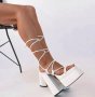 Сандали на ток - бяла кожа - FM25, снимка 2