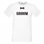 Мъжка тениска за ергенско парти GROOM bowtie за младоженец с папионка, снимка 1 - Тениски - 33018373