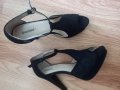 дамски черни обувки сандали на ток, снимка 1 - Дамски обувки на ток - 40620479