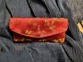 Голямо  портмоне от КОПРИНА,  японски стил, бордо на цветя, снимка 5