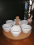 Порцеланови купички на дървена стойка, снимка 3