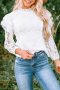 Дамска дантелена блуза в бяло с дълъг ръкав, снимка 1 - Блузи с дълъг ръкав и пуловери - 43717013