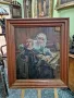 Прекрасна голяма антикварна авторска белгийска картина масло върху платно , снимка 1