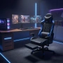 Геймърски стол за релакс с масаж и подложка за крака – син, снимка 10