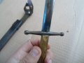 Рядък старинен,винтидж нож,щик.кортик,рогова дръжка,с кания, снимка 7
