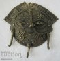 маска глава лице стара бронзова закачалка за ключове антика, снимка 1 - Декорация за дома - 28872997