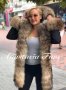 Зимно дамско яке с естествен пух лисица и огромна качулка, снимка 5