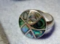 ПРЕКРАСЕН ВИНТИДЖ АРТ СЕДЕФЕН СРЕБЪРЕН ПРЪСТЕН СРЕБРО 925 с РЪЧНО ИНКРУСТИРАН КРАЛСКИ СЕДЕФ 47534, снимка 13