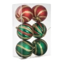 Коледни топки червено-зелено с брокатени ивици Ø10 см, 6 бр._1241036, снимка 2