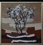 Текстилна картина "Сребърно дърво"