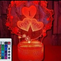 3D нощна лампа за Свети Валентин , снимка 1 - Настолни лампи - 43819182