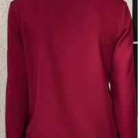 Контрастна бордо блуза с пайети V деколте, снимка 3 - Блузи с дълъг ръкав и пуловери - 42950758