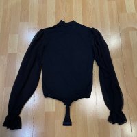 Черно боди с прозрачни ръкави , снимка 3 - Блузи с дълъг ръкав и пуловери - 43039348