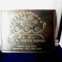 Плакет "For a United Europe" Маратон сити, 2008, снимка 1 - Нумизматика и бонистика - 43711246