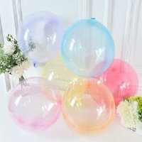 обикновен Балон цветен прозрачен кристал Rainbow за декор и пълнене с пера перца декорация латекс, снимка 2 - Други - 38086386